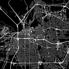 1:1 square aspect ratio vector road map of the city of  Montgomery Alabama in the United States of America with white roads on a black background.