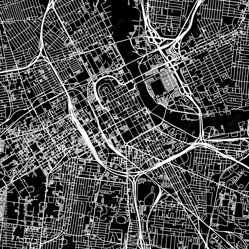 Wall mural 1:1 square aspect ratio vector road map of the city of  Nashville Center Tennessee in the United States of America with white roads on a black background.