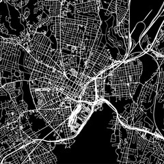 1:1 square aspect ratio vector road map of the city of  New Haven Connecticut in the United States of America with white roads on a black background.