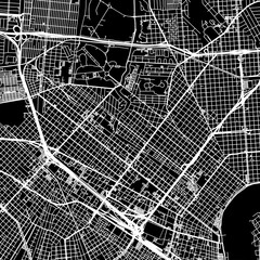 1:1 square aspect ratio vector road map of the city of  New Orleans Center Louisiana in the United States of America with white roads on a black background.