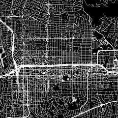 1:1 square aspect ratio vector road map of the city of  Pasadena California in the United States of America with white roads on a black background.