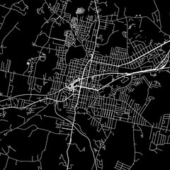 1:1 square aspect ratio vector road map of the city of  Pittsfield Massachusetts in the United States of America with white roads on a black background.