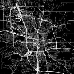 1:1 square aspect ratio vector road map of the city of  Rochester Minnesota in the United States of America with white roads on a black background.