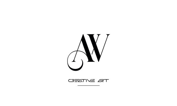 AW, WA, A, W abstract letters logo monogram