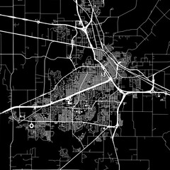 1:1 square aspect ratio vector road map of the city of  Wichita Falls Texas in the United States of America with white roads on a black background.