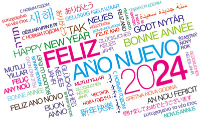 Feliz año nuevo deseos tarjetas colores 2024