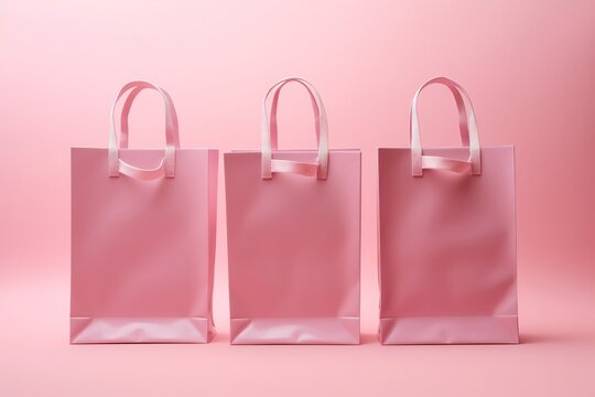 Mockup von Einkaufstaschen beim Shopping in Pink. Rosa Einkauft&uuml;ten f&uuml;r Pr&auml;sentationen von Firmen und Produkten mit Platz f&uuml;r Text.