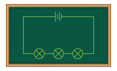 Fototapeta premium Draw a schematic diagram of three bulbs connected in series.
