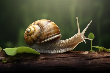 Fotobehang snail animal in the forest © Salawati