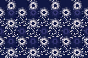 Ikat floral paisley embroidery on pattern traditional.Aztec style abstract vector illustration.design for texture,fabric,clothing,wrapping,decoration.