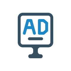 monitor ad icon vector illustration