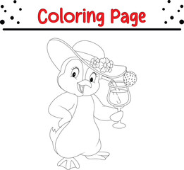 Obraz na płótnie Canvas Cute Bird cartoon coloring page illustration vector. Bird coloring book for kids.