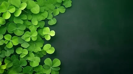 Tuinposter Irish shamrock green background with space for text © mashimara