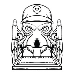 line art of kraken screen printing