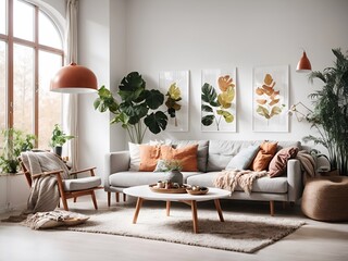 Scandinavian style living room. AI generated illustration