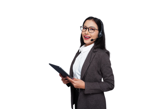 Young Smiling Asian Female Customer Service Isolated Background