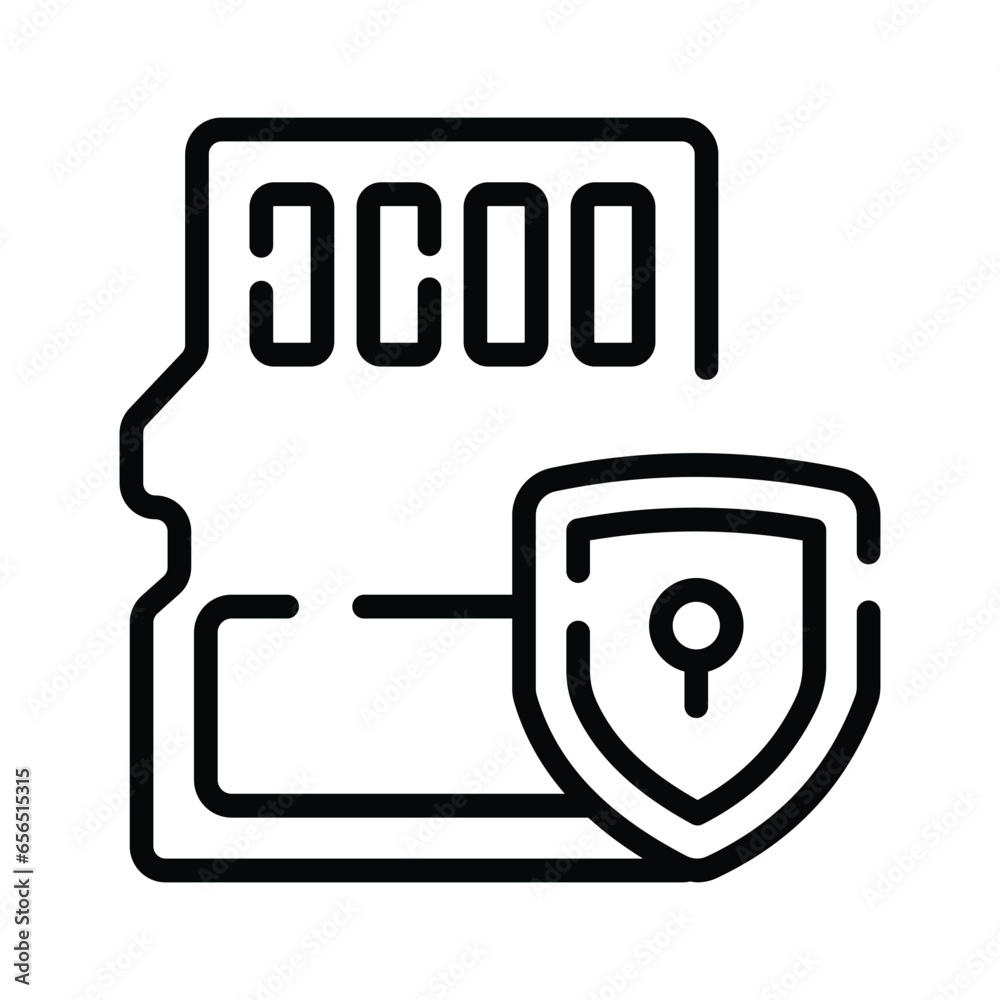 Wall mural locked memory card with shield. sd card security, data security secure information