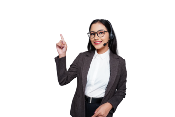 Young Smiling Asian Female Customer Service Isolated Background