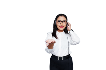 Young Smiling Asian Female Customer Service Isolated Background