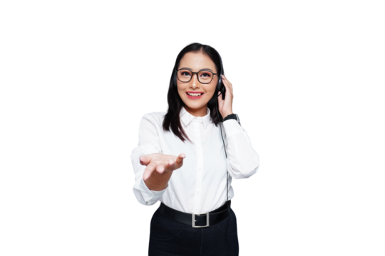 Young Smiling Asian Female Customer Service Isolated Background
