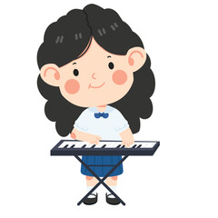 Kid girl student play piano