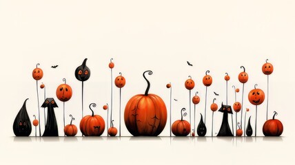 Dibujos de halloween, con calabazas terroríficas y gatos negros.
