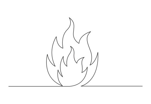Abstract fire in continuous one line drawing vector illustration. Isolated on white background. Premium vector.