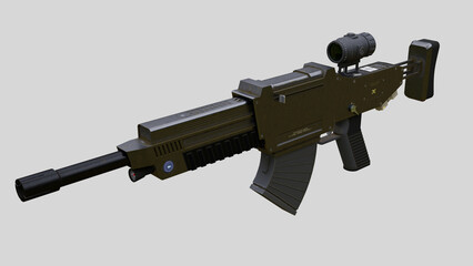 Carbine Rifle - Front View, 3d digitally rendered science fiction illustration © Algol