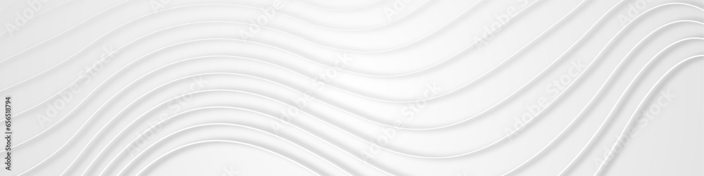Poster Grey white abstract background with abstract wave element. Digital frequency track equalizer. Lines wave abstract stripe design. Abstract wave element for design. Vector EPS 10