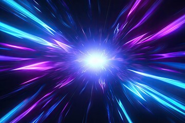 Fototapeta premium Abstract light in space background. Warp speed dreams. Glowing universe. Galactic burst. Energy in cosmos. Sparkling stars. Show in space