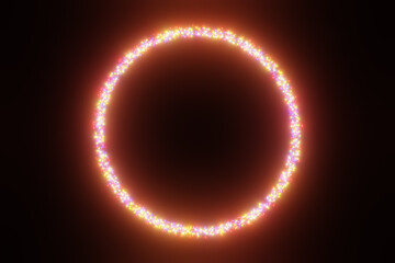 円を描きながらきらめくパーティクルの3Dイラスト