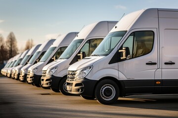 Parked delivery vans symbolize the efficiency of a transporting company