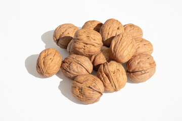 walnuts on white background