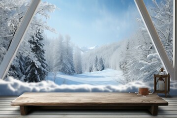 Snowflake clad desk space, inviting you to enjoy the winter panorama