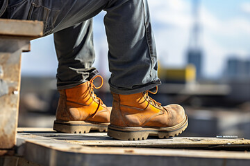 Image of a male worker wear comfort uniform and boots generative AI concept