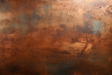 Stained copper metal surface texture, creating a rustic, weathered backdrop - obrazy, fototapety, plakaty