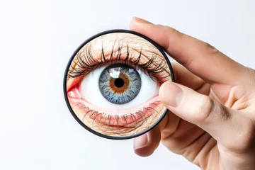 Fotobehang Symptoms of health issues and disease, episcleritis during eye examination, diseases symptoms concept © AITTHIPHONG