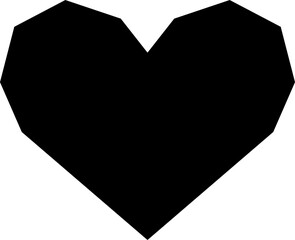 Love heart vector icon black silhouette isolated on white background.