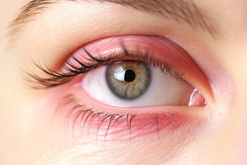 Fototapeta premium Symptoms of health issues and disease, episcleritis during eye examination, diseases symptoms concept