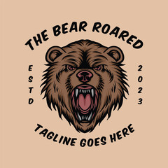 Bear Animal Logo Vector Graphic Design illustration Emblem