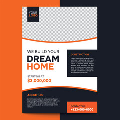 Modern brochure and  home sale flyer design template, corporate real estate flyer design, editable text,