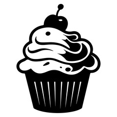 hand drawn cupcake. cartoon cupcake