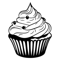hand drawn cupcake. cartoon cupcake