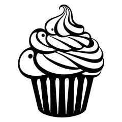 hand drawn cupcake. cartoon cupcake