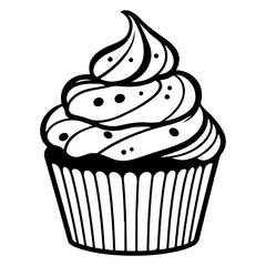 hand drawn cupcake. cartoon cupcake