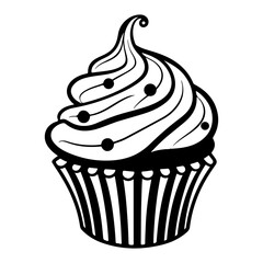 hand drawn cupcake. cartoon cupcake