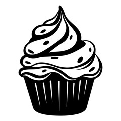 hand drawn cupcake. cartoon cupcake