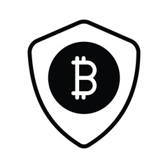 Cryptocurrency coin security, finance protection. Security vector, bitcoin security