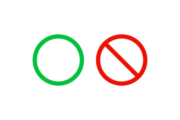 Green allowed and red forbidden signs icon. Vector illustration design. - obrazy, fototapety, plakaty