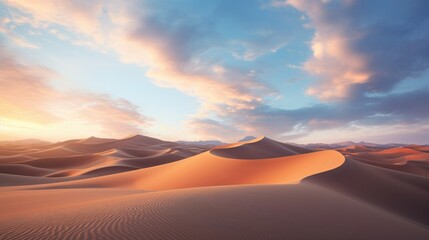 Naklejka na ściany i meble beautiful photography of a A sweeping vista of a desert landscape with sand dunes - generative AI